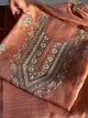 Burnt Peach Shade Tissue Silk Kota Chikankari Unstitched Fabric
