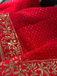 Red Shade Mukaish Lakh Dana Saree With Blouse