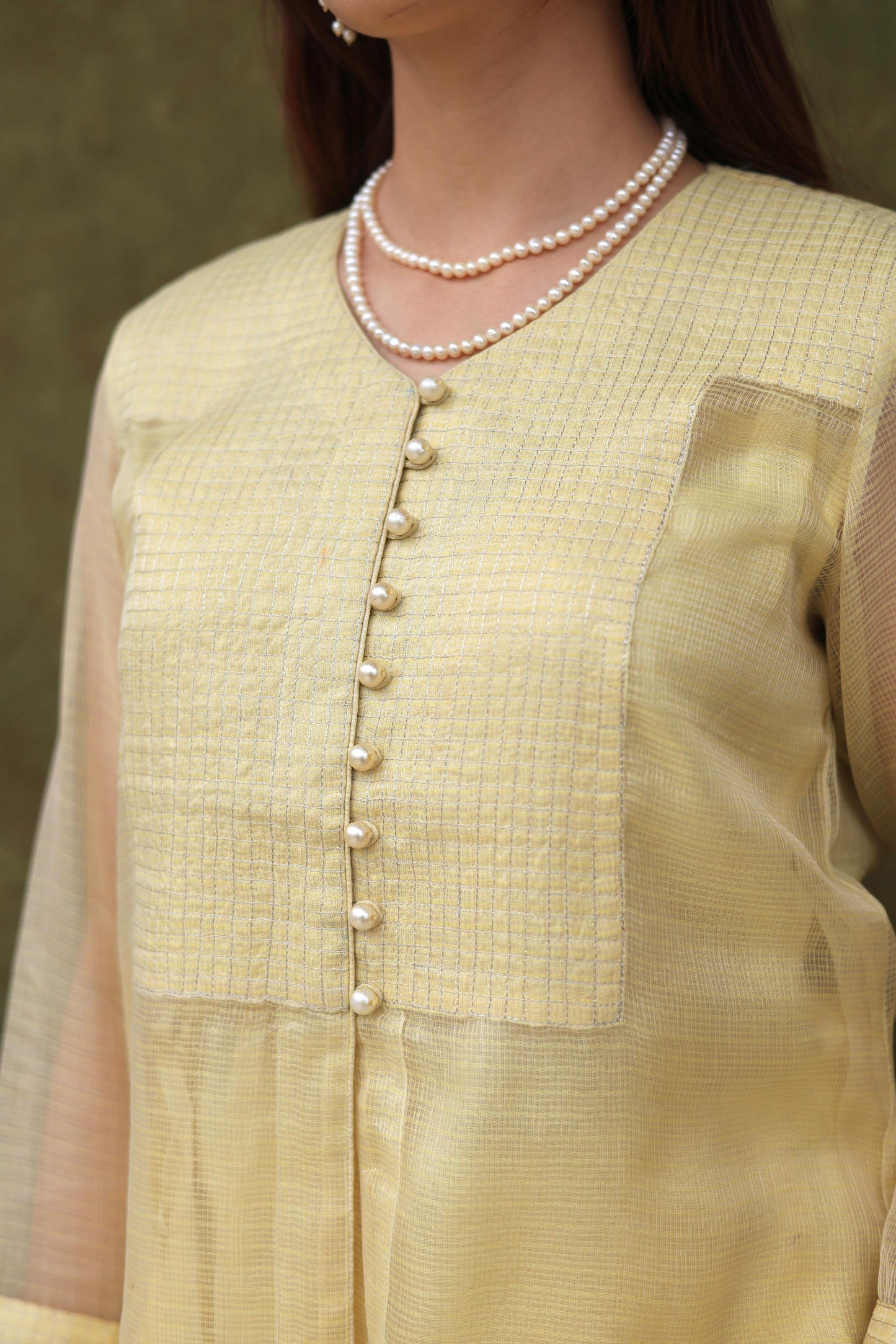 Lemon Shade Tissue Silk Dagla Kurta Set