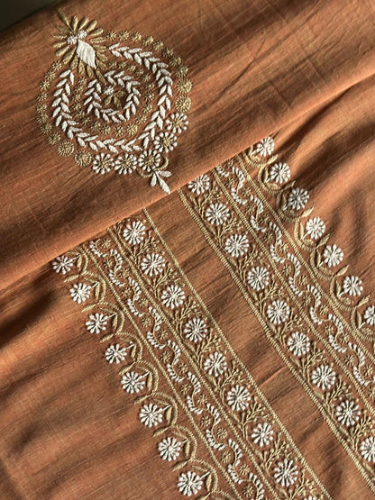 Rust Malkha Handspun Khadi Kurtas Unisex Fabric