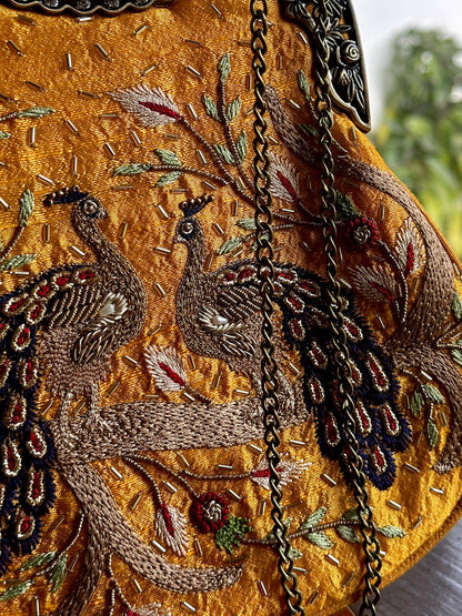 Mango Yellow | Vintage Ari Mukaish Sling Bags