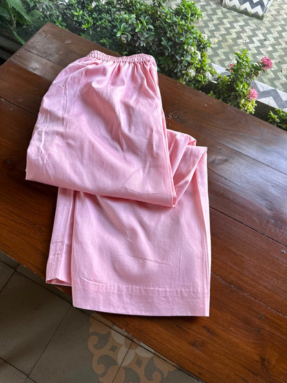 Peach Mal Heavy Chikankari Yoke Kurta Set with Kamdani Mukaish