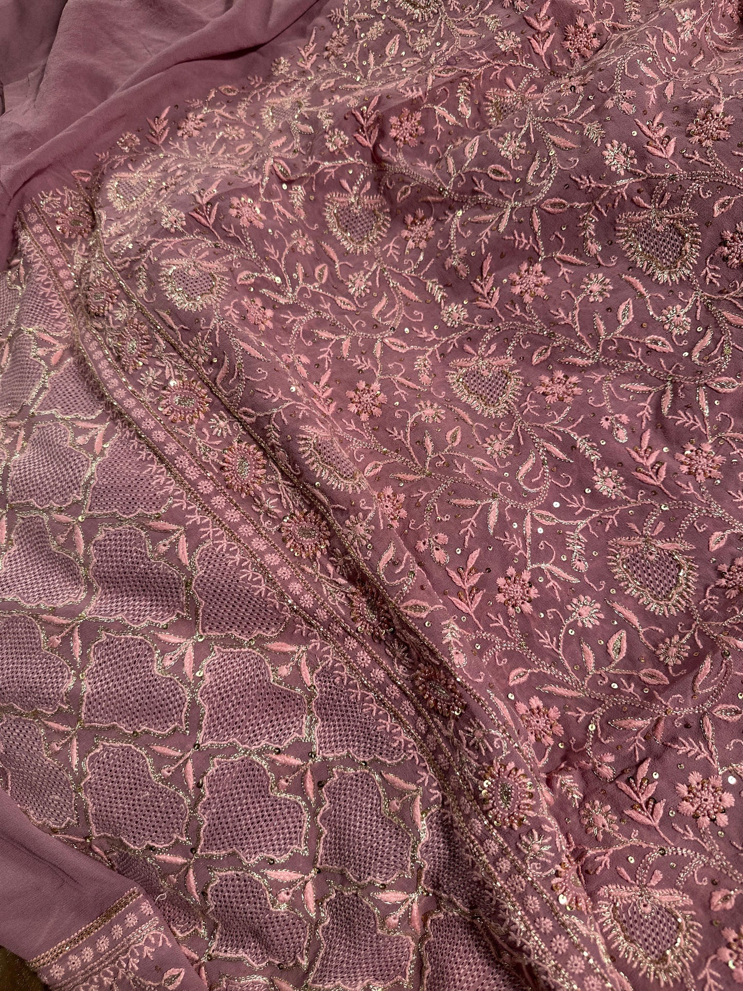Lilac Superfine Pure Georgette Chikankari Kurta Set