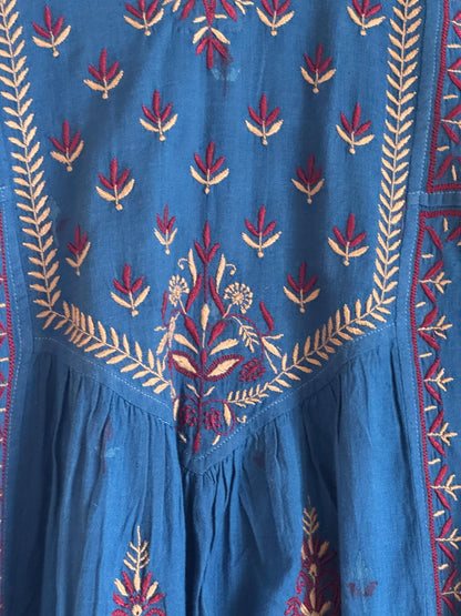 Blue Malkha Handspun Chikankari Tunic