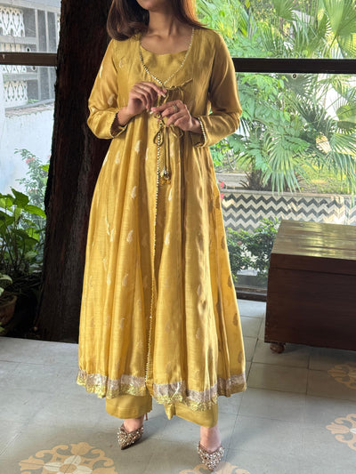 Zari Tissue Chikanakari Ari Heriloom Chikankari Dupatta Angarkha Set