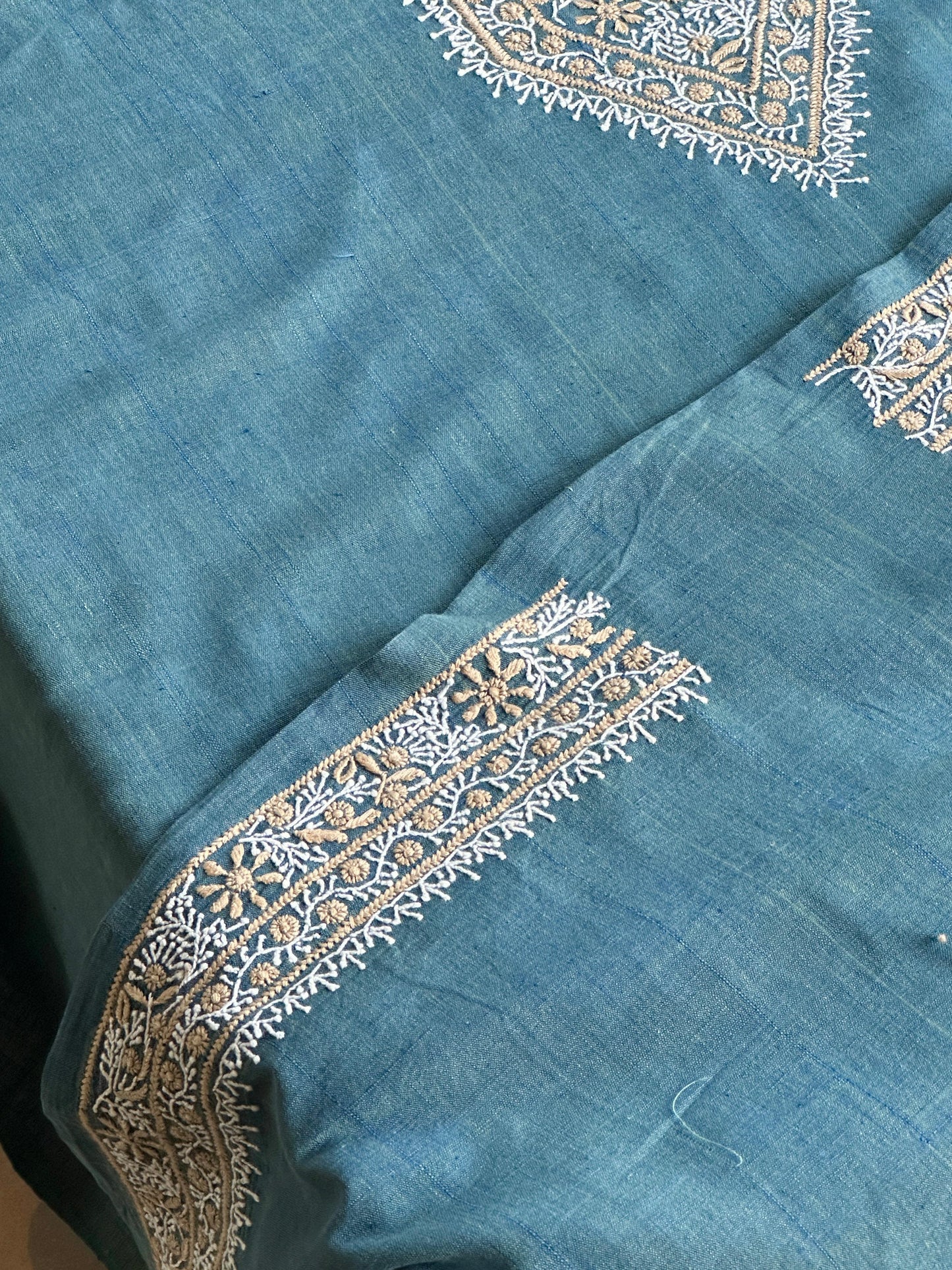 Teal Blue Malkha Handspun Khadi Kurtas Unisex Fabric