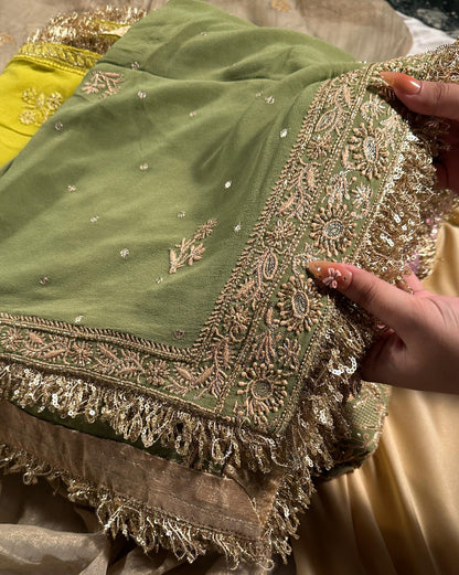 Green Superfine Pure Georgette Chikankari Kurta Set