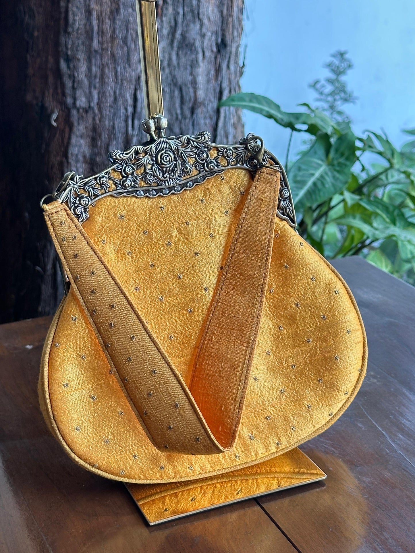 Mango Yellow | Vintage Ari Mukaish Sling Bags