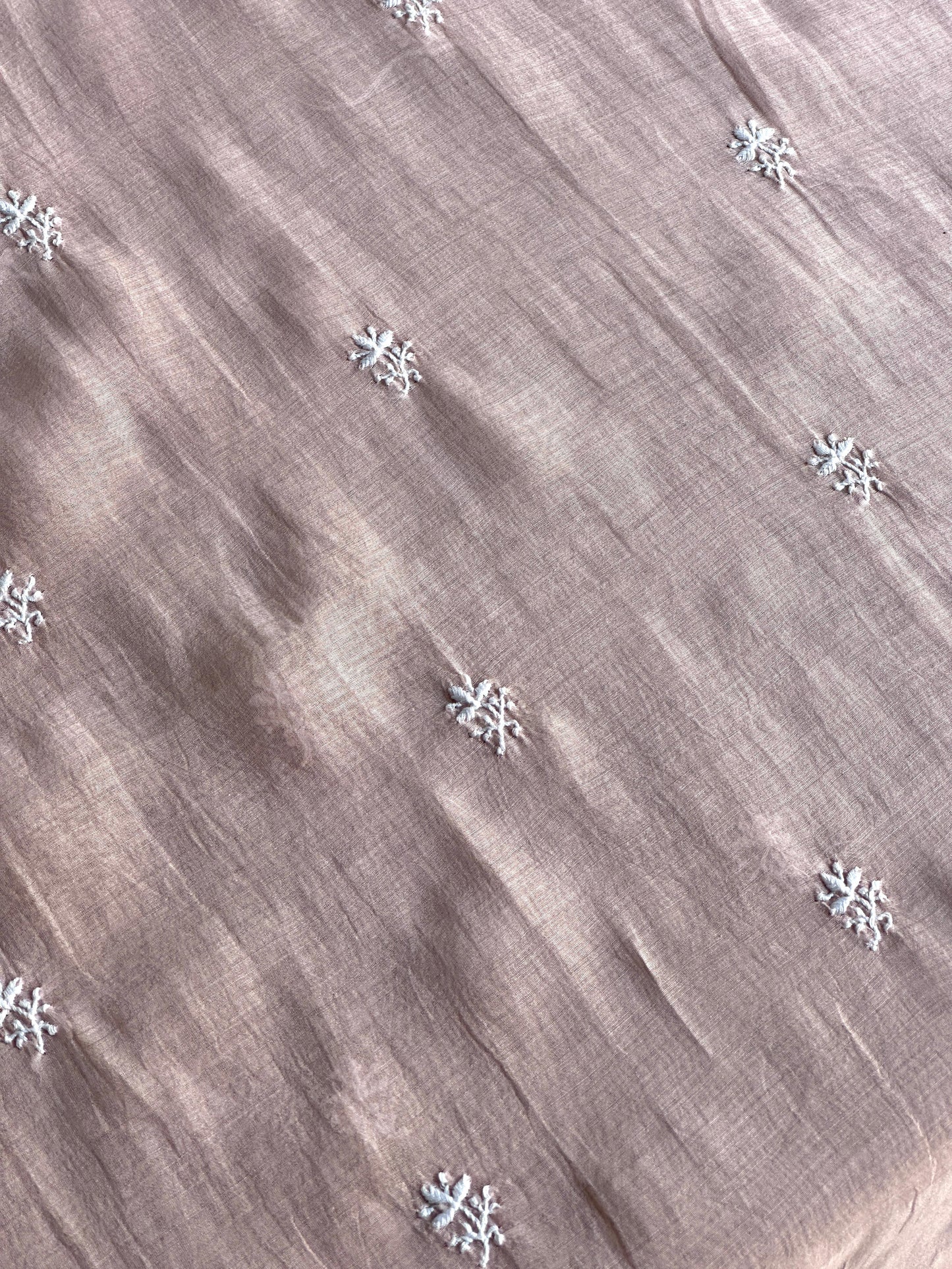 Pastel Peach Mulmul Chikankari Unstitched Men's Kurtas Fabric