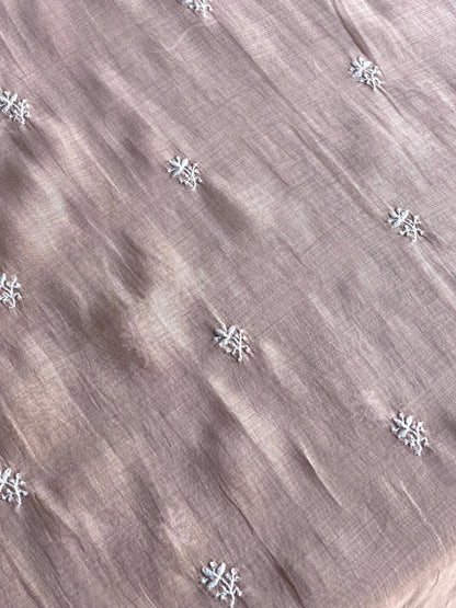 Pastel Peach Mulmul Chikankari Unstitched Men's Kurtas Fabric