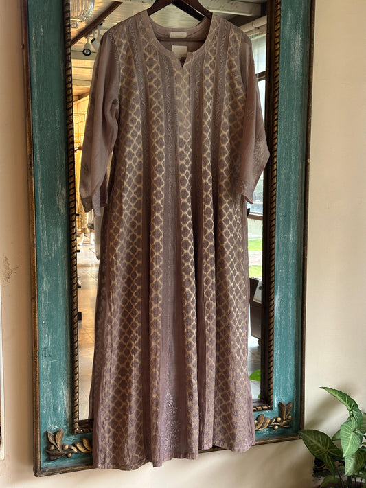 Brown Shade Zari Chanderi Chikankari Ready to Wear Tunics