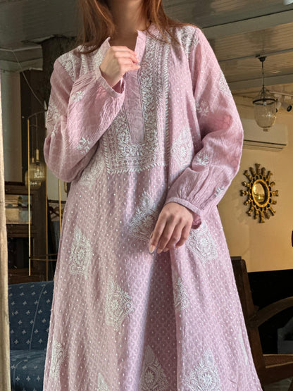 Dusty Lavender Jacquard Sequins Chikankari Co-Ord Set