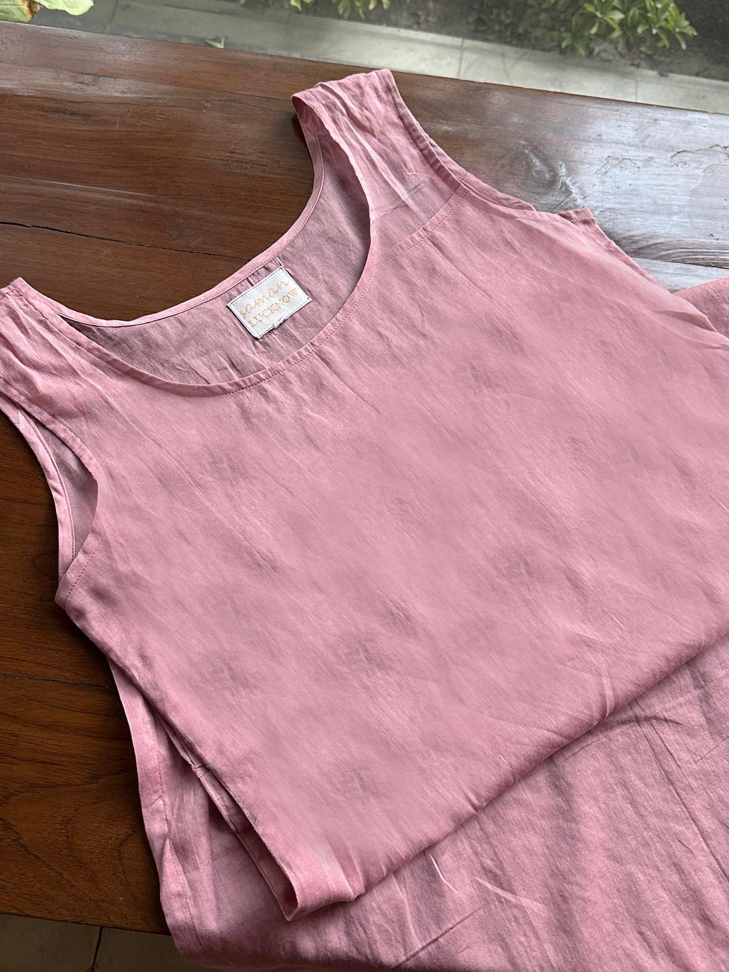 Soft Pink Mulmul Pearl White Chikankari Ready to Wear Kurta Set