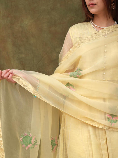 Lemon Shade Tissue Silk Dagla Kurta Set