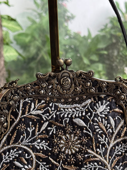 Black Shade Floral Motif Vintage Ari Sling Bags