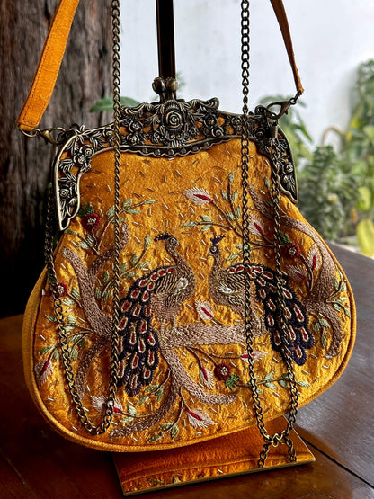 Mango Yellow | Vintage Ari Mukaish Sling Bags