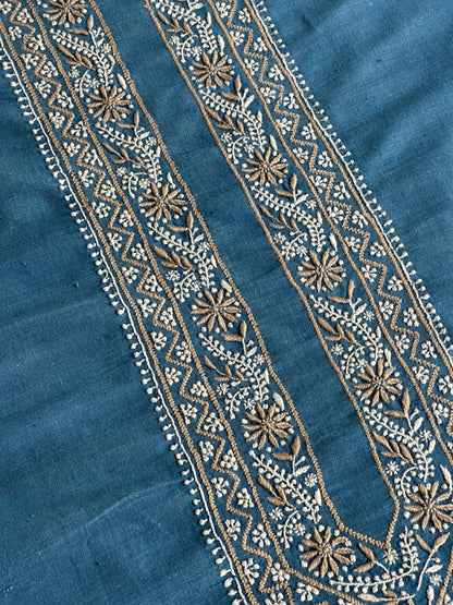 Denim Blue Malkha Handspun Khadi Kurtas Unisex Fabric