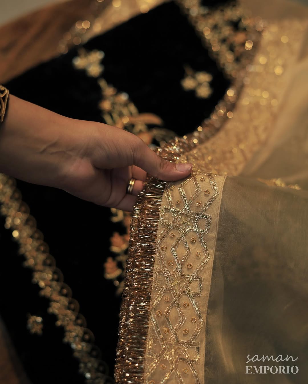 Jet Black Shade | Saman Velvet Ready To Wear Kurta Set