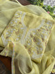 Butter Yellow Mul Chikankari Unstitched Kurta Set