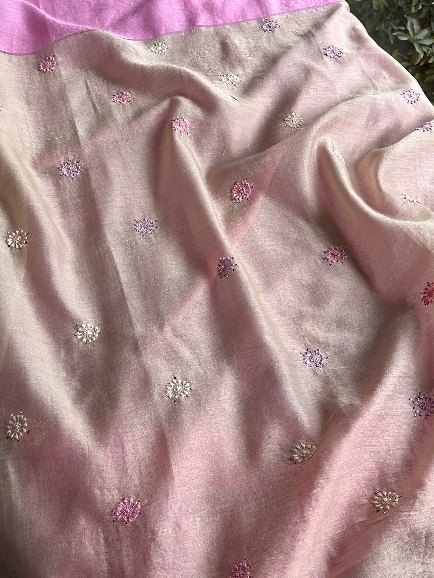 Pink Shade Chanderi Chikankari Saree