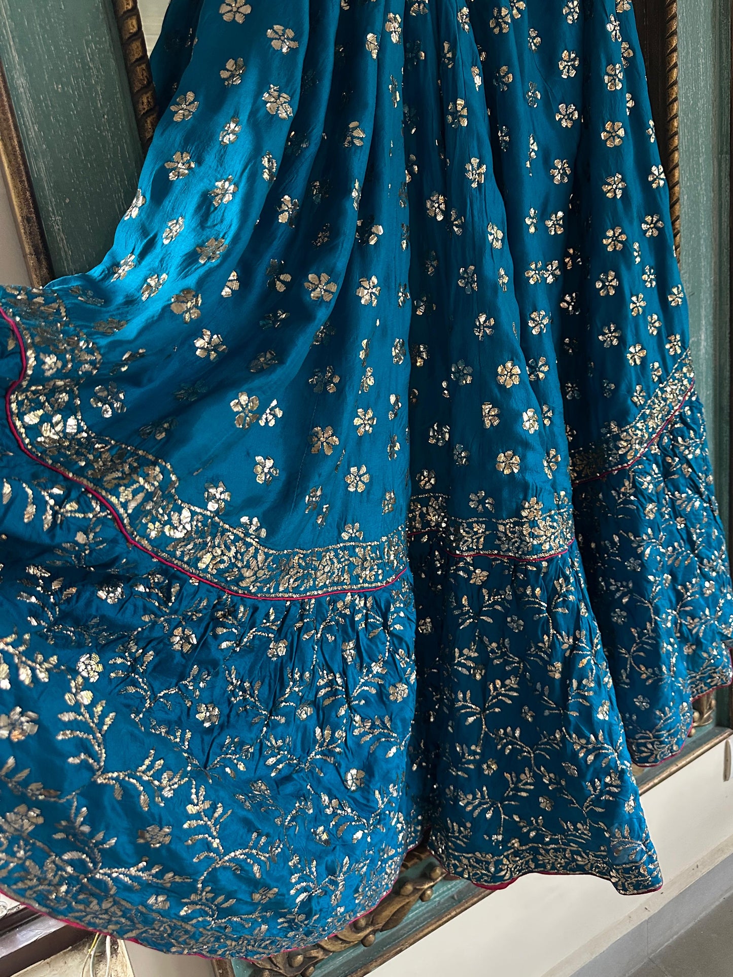 Prussian Blue RTW Mukaish Lucknowi Gharara Set