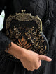 Black Raw Silk Vintage Ari Mukaish Sling Bag