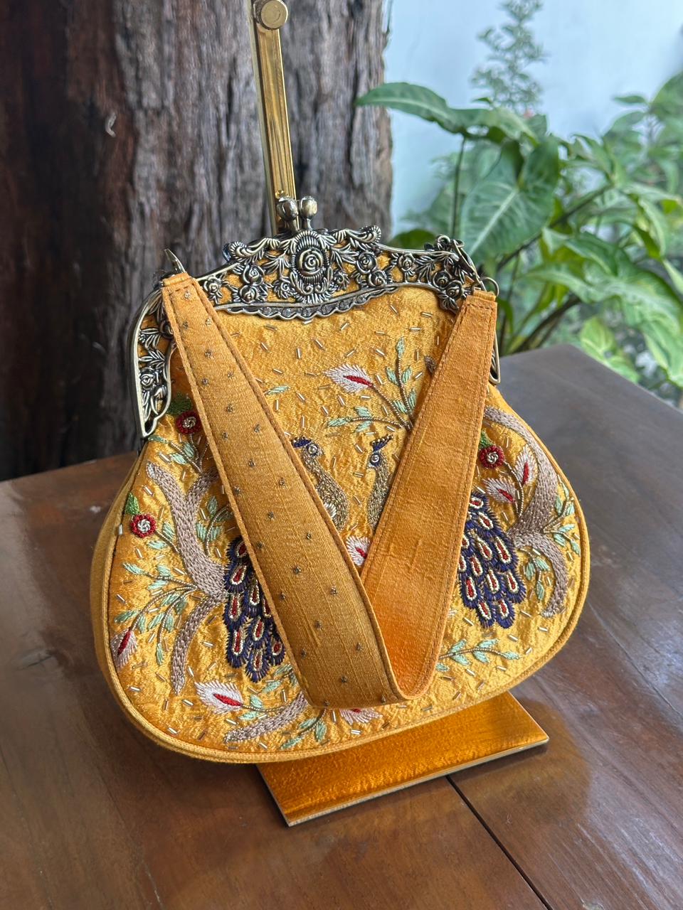Mango Yellow | Vintage Ari Mukaish Sling Bags