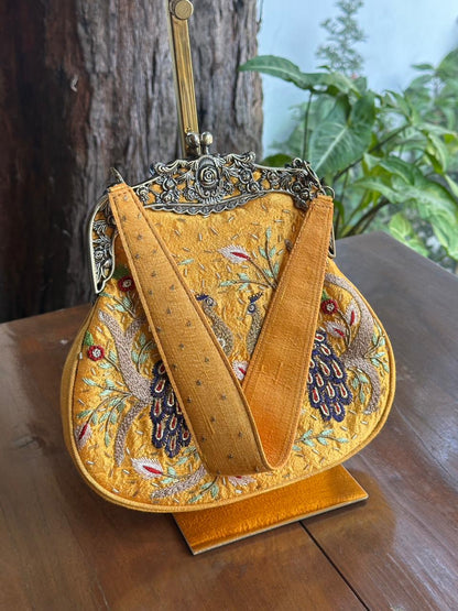 Mango Yellow | Vintage Ari Mukaish Sling Bags