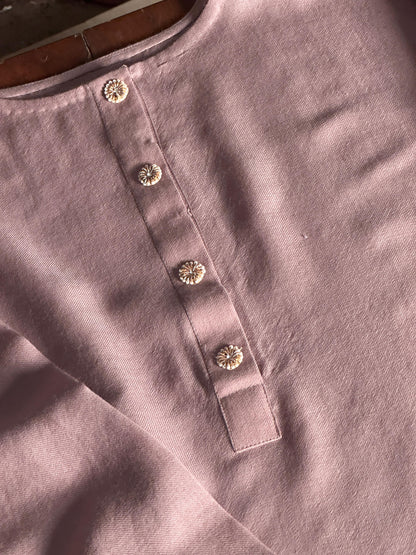 Rose Pink Shade Kashmiri Pashmina Phiran with Handcrafted Ari & Chikankari Embroidery