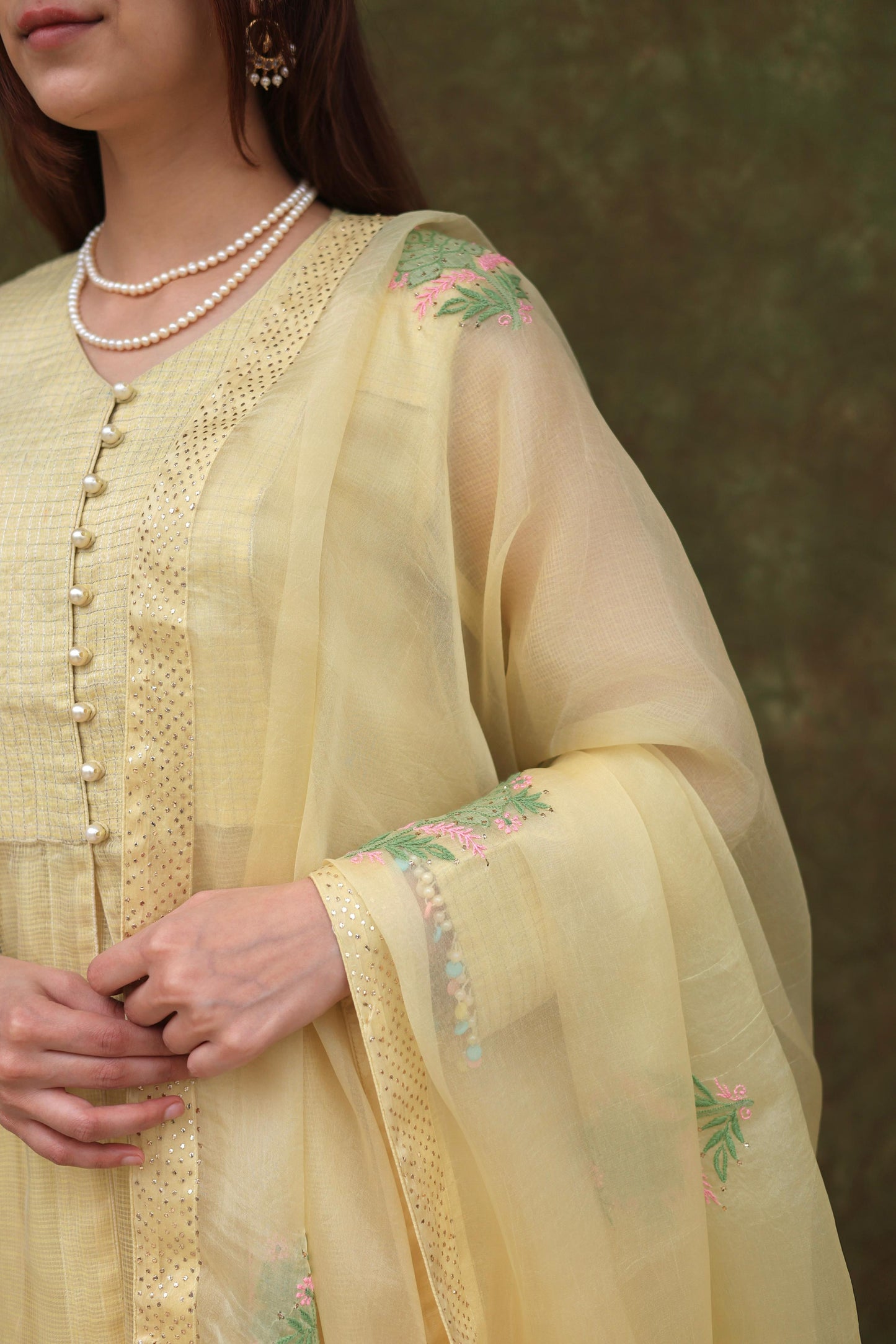 Lemon Shade Tissue Silk Dagla Kurta Set