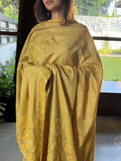 Zari Tissue Chikanakari Ari Heriloom Chikankari Dupatta Angarkha Set
