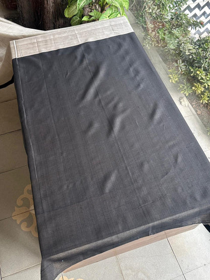Grey Woven Butta Saree with Contrast Black Border