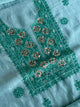 Blue Shade Mal Cotton Chikankari Unstitched Kurta Dupatta Fabric With Mukaish Badla