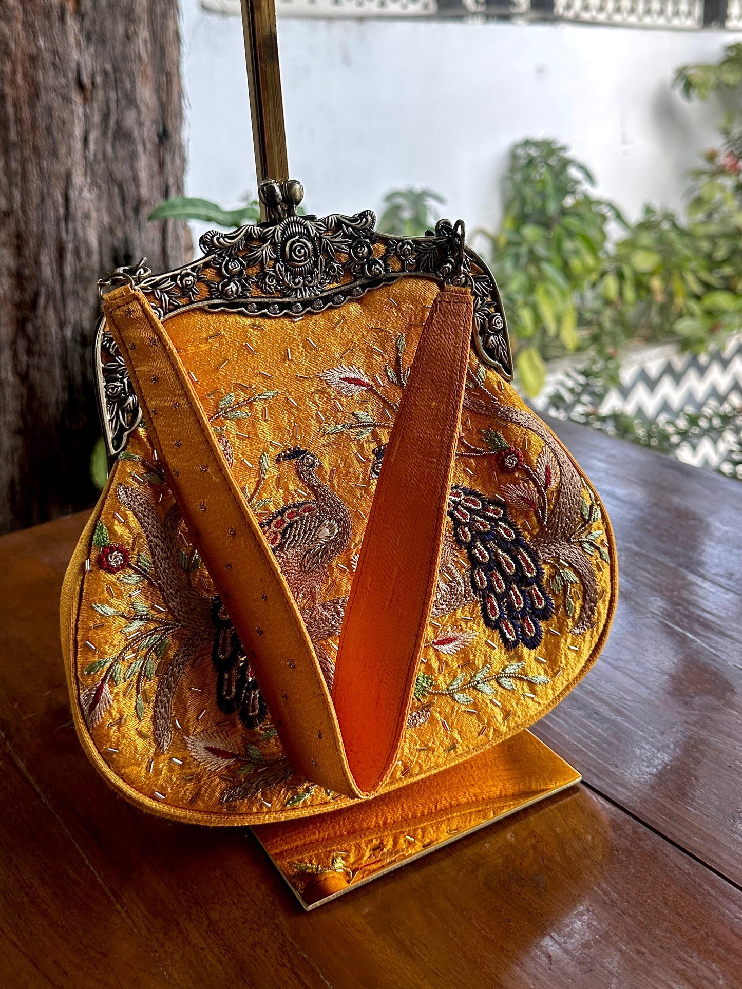 Mango Yellow | Vintage Ari Mukaish Sling Bags