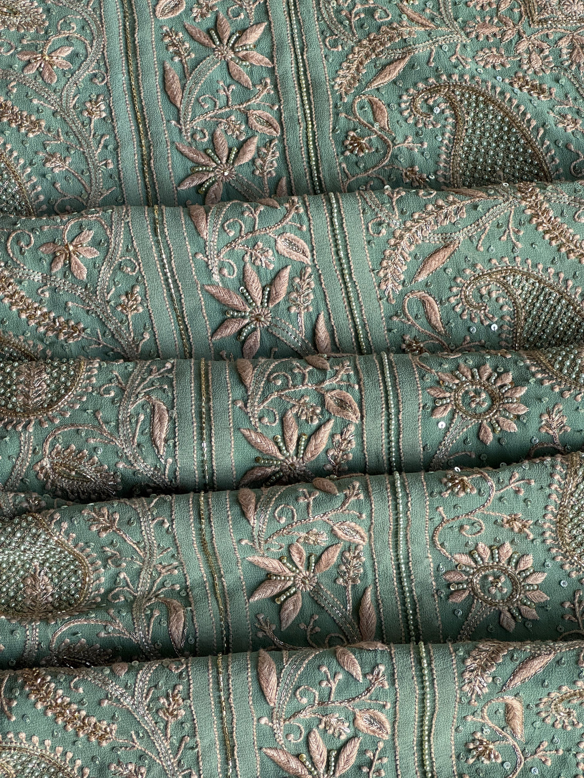 Green Superfine Pure Georgette Chikankari Kurta Set