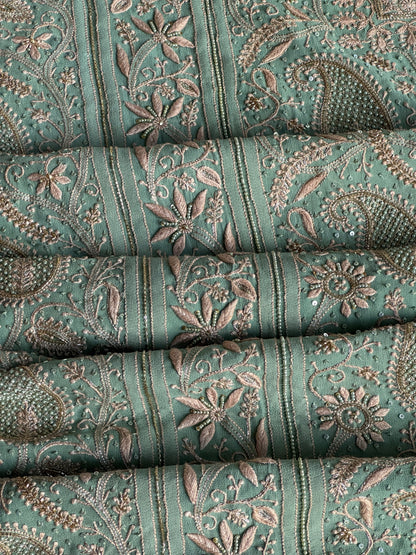 Green Superfine Pure Georgette Chikankari Kurta Set