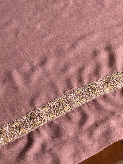 Dusty Pink Kashmiri Pashmina Phiran with Handcrafted Ari & Chikankari Embroidery
