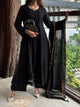 Black Malmal Pearl Work Chikankari A Line Kalidar Kurta With Dupatta