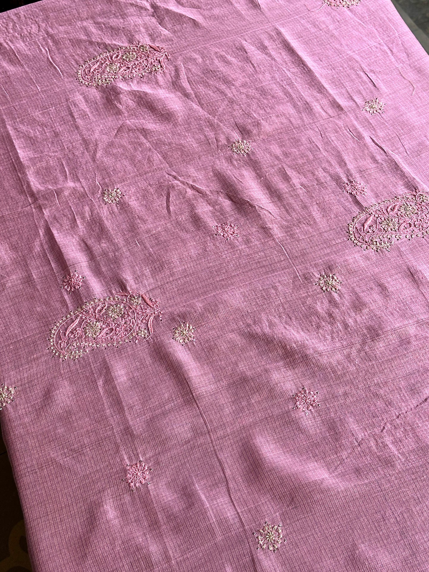 Pink Shade Chanderi Chikankari Saree