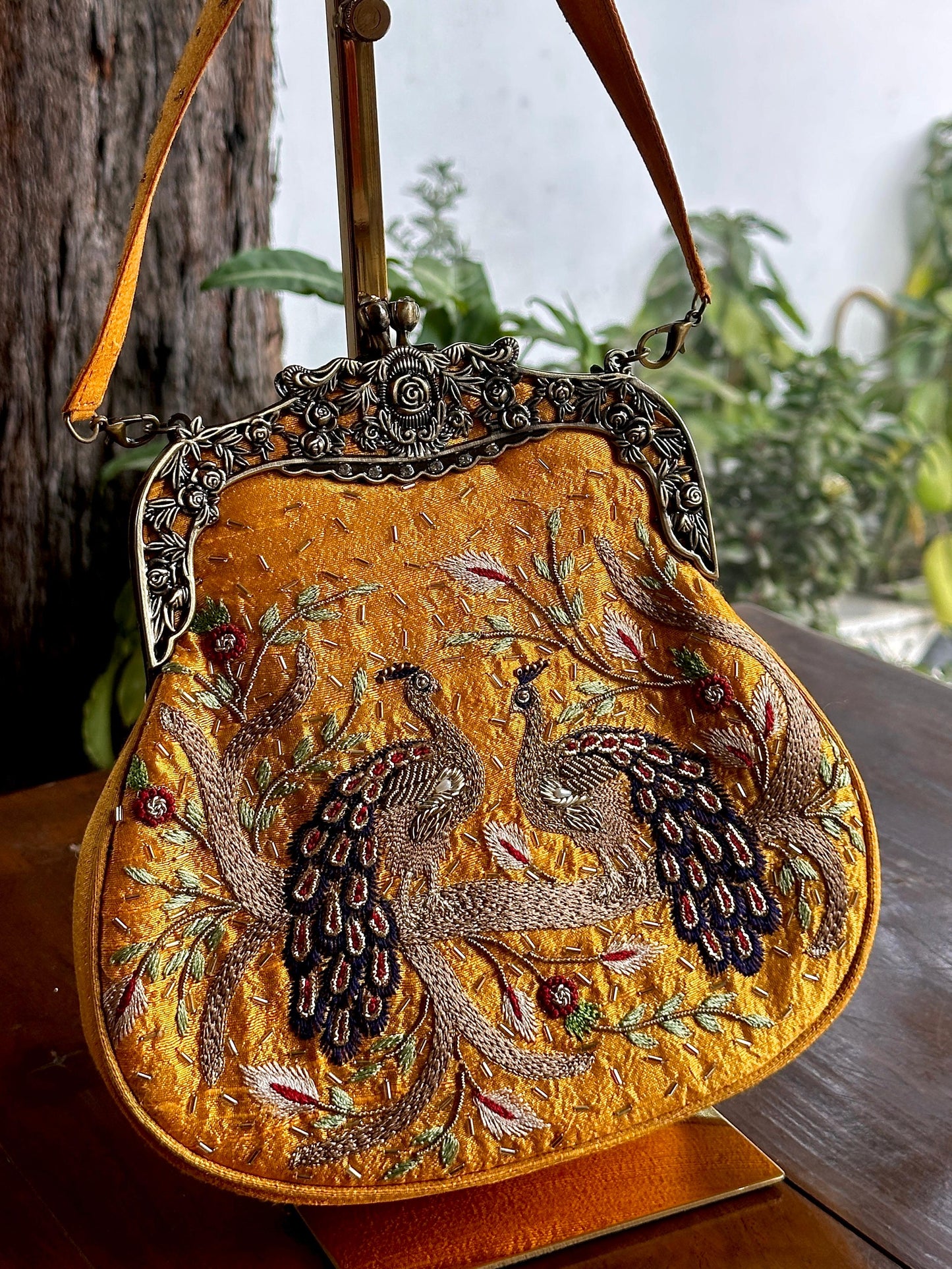 Mango Yellow | Vintage Ari Mukaish Sling Bags