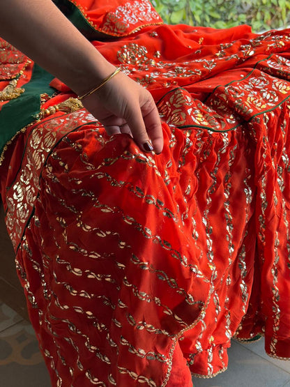 Sunset Orange RTW Mukaish Lucknowi Gharara Set