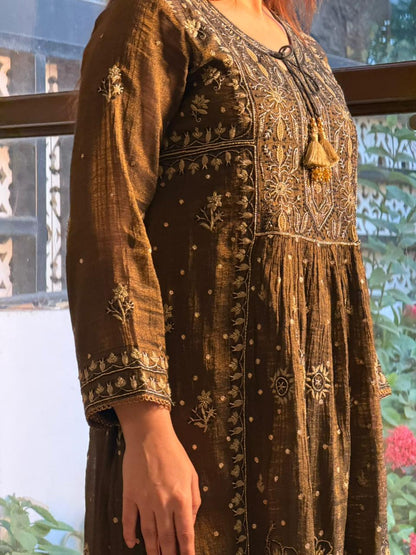 Tissue Silk Bhopali Kurta Dupatta Set