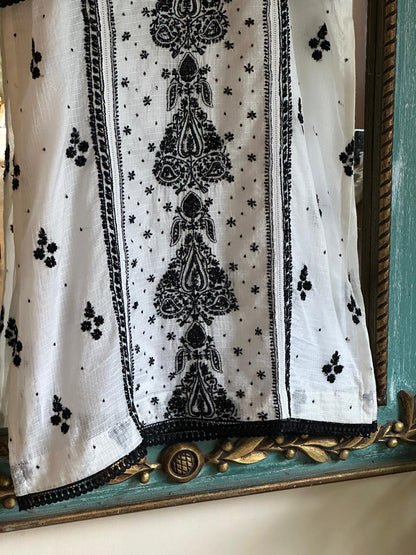 Kota Monochrome Sequins Work Chikankari Kurta Dupatta Set