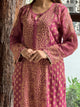 Cranberry Pink Shade Tissue Silk Chikankari Straight Cut Kurta Dupatta Set