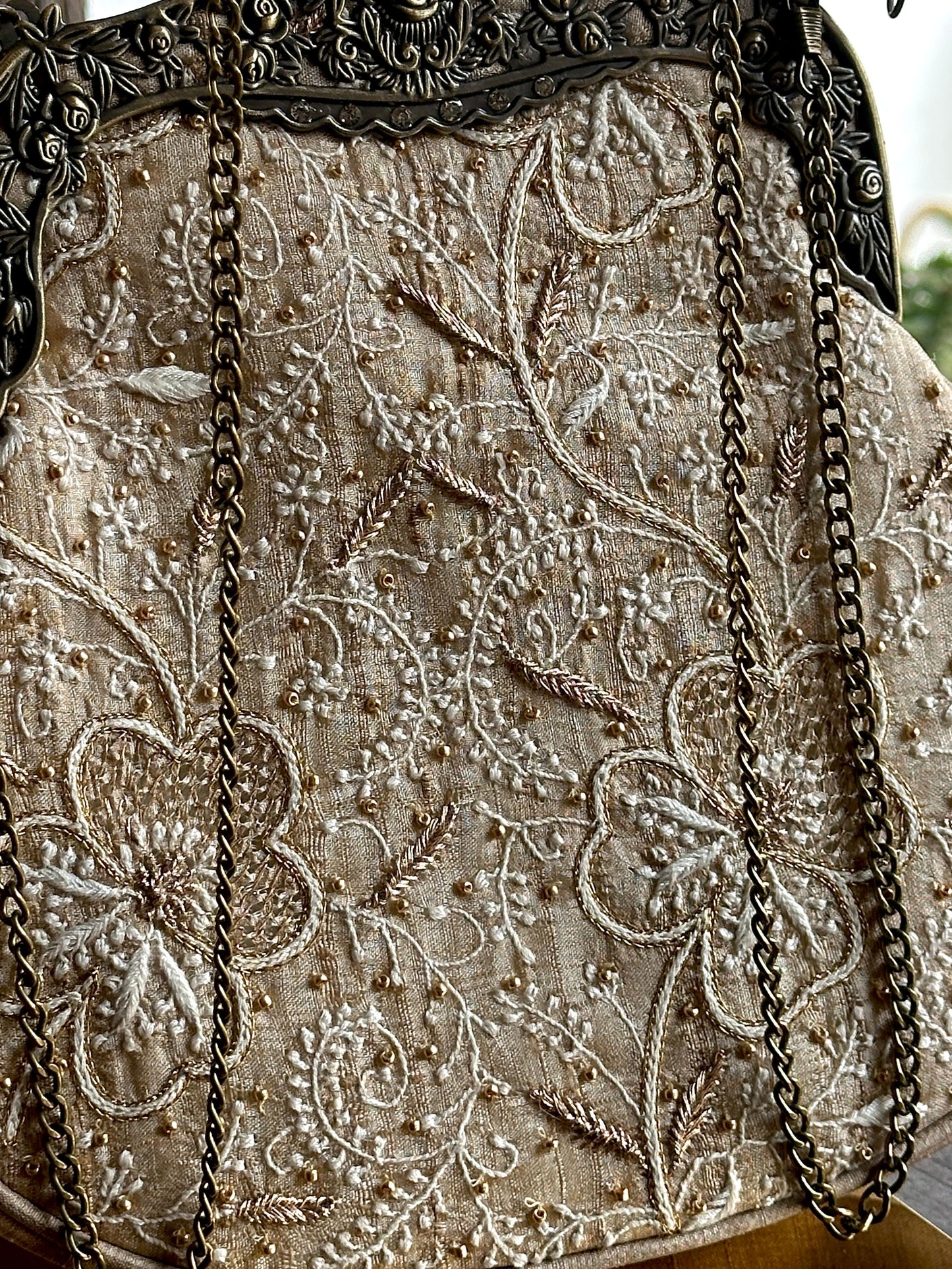 Beige Shade | Vintage Ari Mukaish Sling Bags