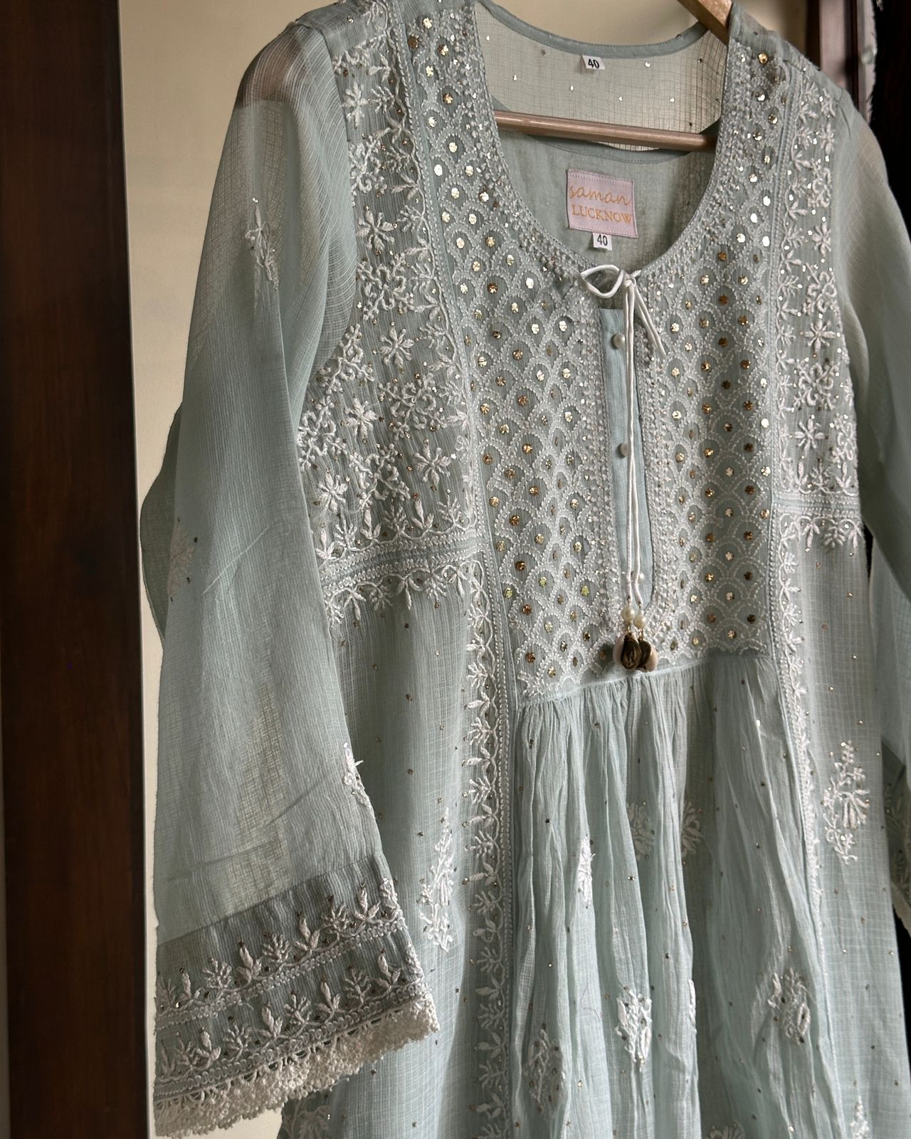 Grey Kota Chikankari with Mukaish Kamdani Tunics