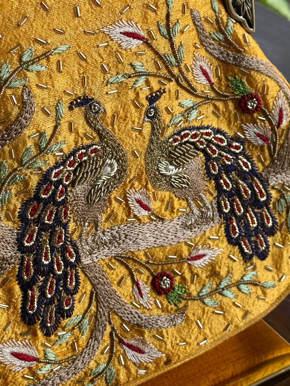 Mango Yellow | Vintage Ari Mukaish Sling Bags