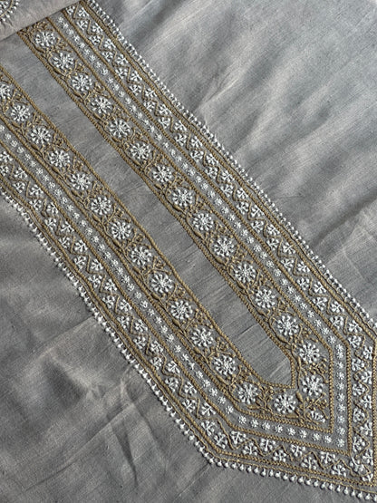 Grey Malkha Handspun Khadi Kurtas Unisex Fabric
