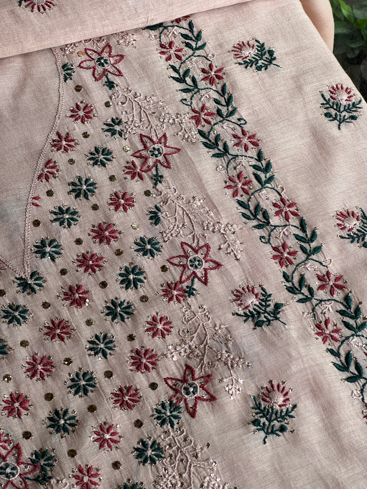 Beige Multi Mul Chanderi Silk Kalamkari Unstitched Kurta Dupatta Set