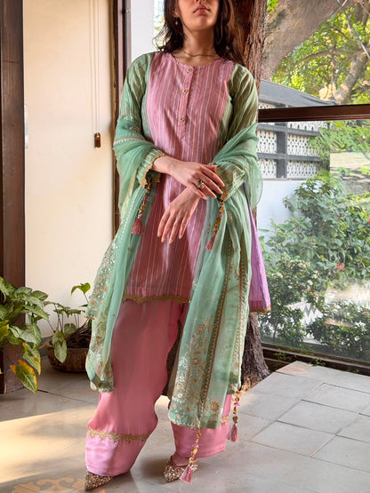 Multi Shade Kalidar Handloom Chikankari Farshi Sets